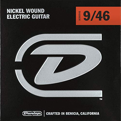 Dunlop DEN0946 Nickel Wound Electric Guitar Strings, Light/Heavy, .009.046, 6 Strings/Set