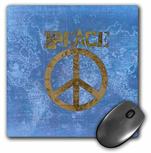 3dRose LLC 8 x 8 x 0.25 Inches Mouse Pad, Blue World Peace Map Sign (mp_33722_1)