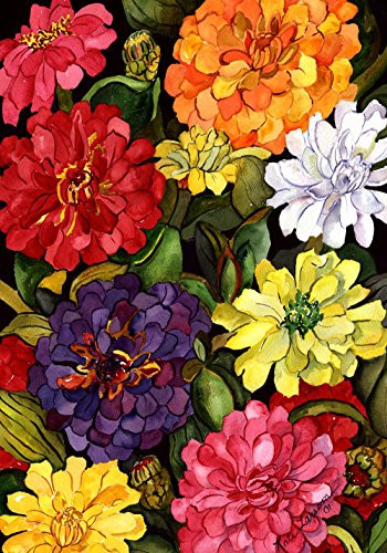 Toland Home Garden Zippy Zinnias 12.5 x 18 Inch Decorative Colorful Spring Summer Flower Floral Garden Flag