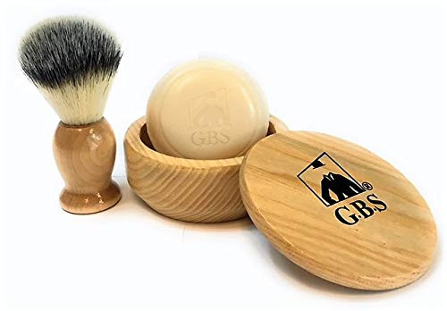 GBS Men's Wet Shave Kit Beech Wood Set - Synthetic Hair Bristle Shave Brush + Beech Wood Shaving Soap Bowl Cup w/Lid Cover + Natural Shave Soap Compliments Any Razor + Create a Great Lather GBS Men's Wet Shave Kit Beech Wood Set - Synthetic Hair Bristle Shave Brush + Beech Wood Shaving Soap Bowl Cup w/Lid Cover + Natural Shave Soap Compliments Any Razor + Create a Great Lather