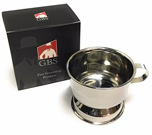 GBS Men's Durable Shave Soap Cup Stainless Steel Smooth Shaving Mug Bowl with Handle to Provide Grip While Creating Lather with Any Shave Brush Shaving Soap or Shave Cream. Sturdy Base GBS Men's Durable Shave Soap Cup Stainless Steel Smooth Shaving Mug Bowl with Handle to Provide Grip While Creating Lather with Any Shave Brush Shaving Soap or Shave Cream. Sturdy Base