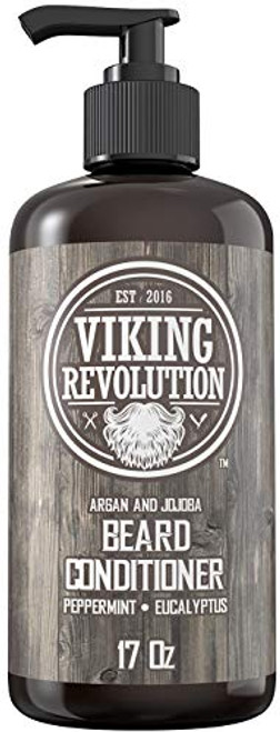 Beard Conditioner w/Argan & Jojoba Oils - Softens & Strengthens - Natural Peppermint and Eucalyptus Scent - Beard Conditioner w/Beard Oil (17oz Conditioner)
