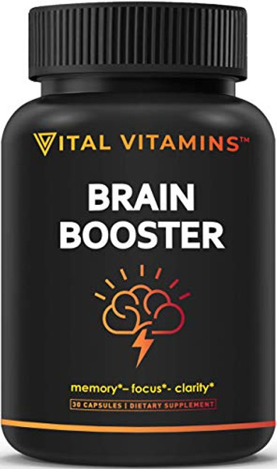 Brain Supplement Nootropics Booster - Enhance Focus, Boost Concentration, Improve Memory & Clarity For Men & Women, Ginkgo Biloba, DMAE, Mind Enhancement, IQ Neuro Energy, Vitamin B12, Bacopa Monnieri