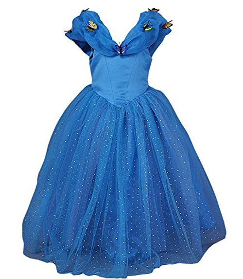 JerrisApparel Flower Girls Dress Princess Costume Butterfly Girl (4 Years, Blue) JerrisApparel Flower Girls Dress Princess Costume Butterfly Girl (4 Years, Blue)