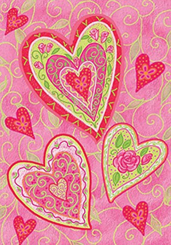 Toland Home Garden Lovely Hearts 12.5 x 18 Inch Decorative Valentine Heart Flower Garden Flag