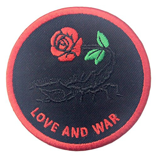 Patches Love and War Scorpion and Rose Applique Embroidered Iron On Sew On Emblem
