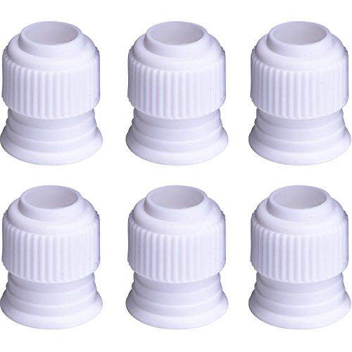 Shappy Plastic Standard Couplers Cake Decorating Coupler Pipe Tip Coupler for Icing Nozzles, White (6 Pack)