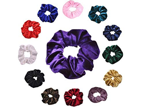 12 Pack Hair Scrunchies Velvet Elastic Hair Bands Scrunchy Ponytail holder Hair Ties Ropes Scrunchies for Women or Girls Hair Accessories