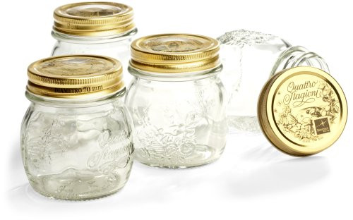 Bormioli Rocco Quattro Stagioni 8-1/2-Ounce 4-Piece Canning Jar Set, Gift Boxed
