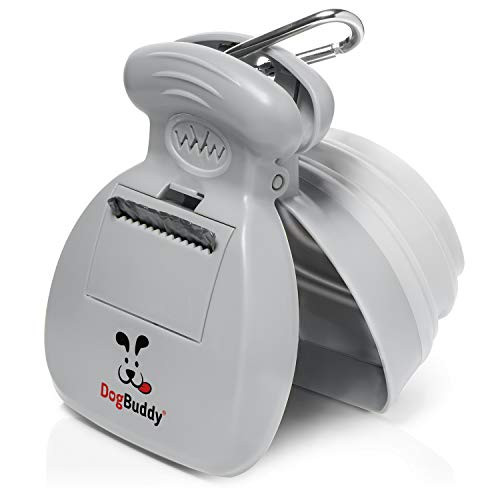 DogBuddy Pooper Scooper, Portable Dog Poop Scooper, Sanitary Dog Waste Pick Up, Heavy Duty Dog Waste Cleaner With Bag Dispenser, Dog Leash Clip and Pooper Scooper Bags Included (Medium, Mist)