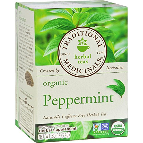 Traditional Medicinals Organic Caffeine Free Peppermint Herbal Tea, 16 tea bags per pack - 1 each. Traditional Medicinals Organic Caffeine Free Peppermint Herbal Tea, 16 tea bags per pack - 1 each.