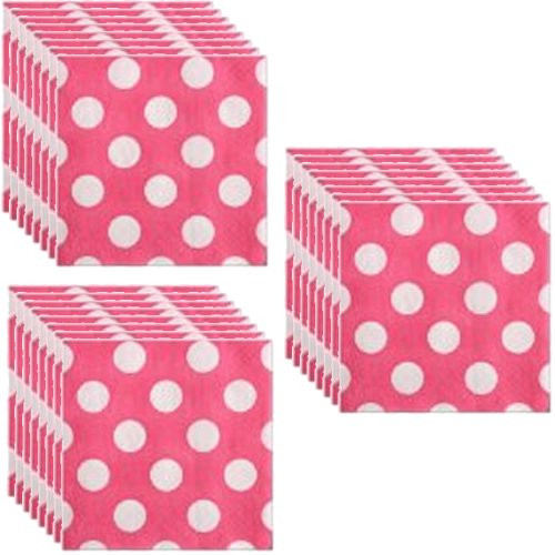 Hot Pink Polka Dot Party Lunch Napkins - 24 Guests by Unique