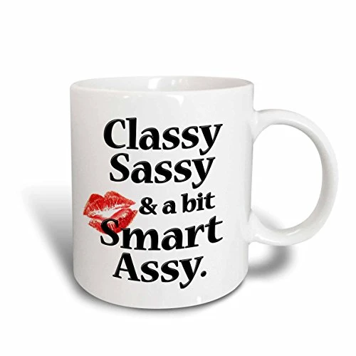 3dRose mug_171886_5 "Classy Sassy And A Bit Smart Assy" Two Tone Mug, 11 oz, Red