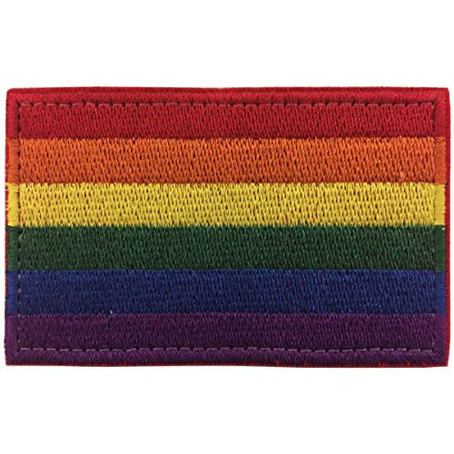 SpaceCar Rainbow LGBT Gay Pride Flag Embroidery Hook & Loop Decorative Morale Patch 3.15" x 1.97" Sized