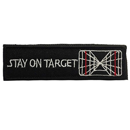 SpaceCar Stay on Target Military Tactical Morale Badge Hook & Loop Embroidery Patch 3.74" x 1.06" Sized