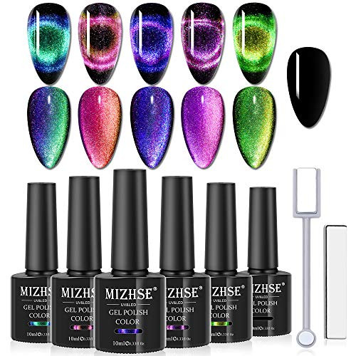 MIZHSE 9D Cat Eye Gel Nail Polish Fashion Chameleon Magnetic Gel 10ml Soak Off UV LED with 2 Magnet Stick Gel Nail Polish Set 6pcs MIZHSE 9D Cat Eye Gel Nail Polish Fashion Chameleon Magnetic Gel 10ml Soak Off UV LED with 2 Magnet Stick Gel Nail Polish Set 6pcs