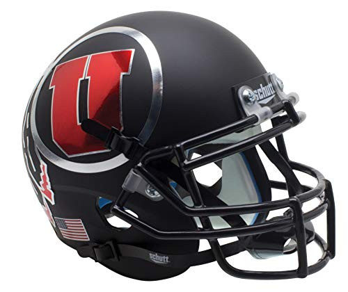 NCAA Utah Utes Matte Black Mini Helmet, One Size, White