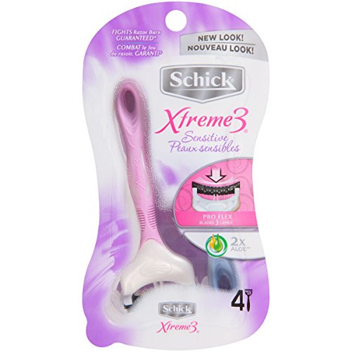 Schick Xtreme 3 Sensitive Skin Disposable Razors for Women, 4 Count (Pack of 2)
