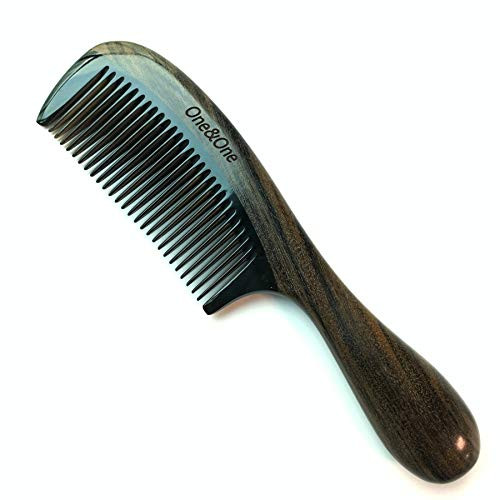Fine Tooth Hair Comb  One&One No Static Detangling Wooden Combs - Natural Aroma Sandalwood Buffalo Horn Detangler Comb for Men Women and Kids