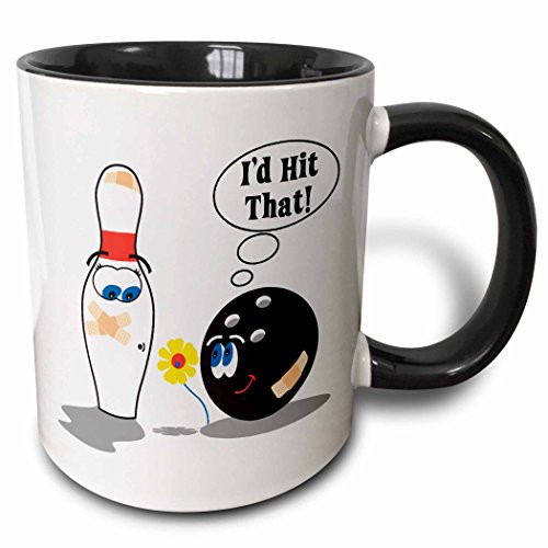 3dRose (mug_116323_4) Id Hit That Bowling Ball Thinks To Pin Bowling Humor Sports Design - Two Tone Black Mug, 11oz
