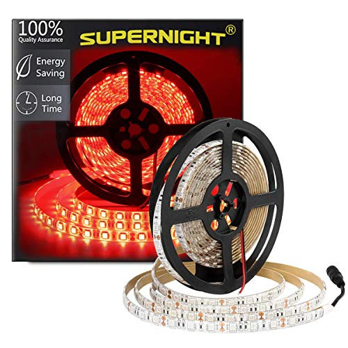 SUPERNIGHT (TM) 16.4FT 5M SMD 5050 Waterproof 300LEDs Red LED Flash Strip Light,LED Flexible Ribbon Lighting Strip,12V 60W (Renewed) SUPERNIGHT (TM) 16.4FT 5M SMD 5050 Waterproof 300LEDs Red LED Flash Strip Light,LED Flexible Ribbon Lighting Strip,12V 60W (Renewed)