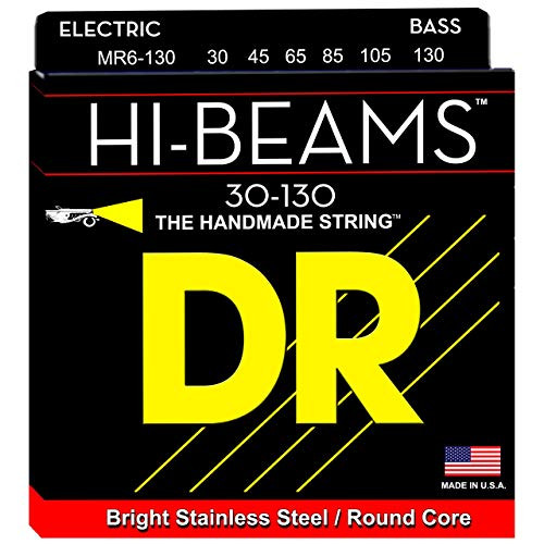 DR Strings Hi-Beam - Stainless Steel Round Core Medium 6 String 30-130 (Renewed)