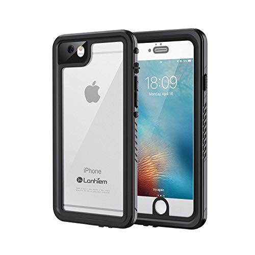 Lanhiem iPhone 6 / 6s Case, IP68 Waterproof Dustproof Shockproof Case with Built-in Screen Protector, Full Body Sealed Underwater Protective Cover for iPhone 6 and iPhone 6s (Black) (Renewed)