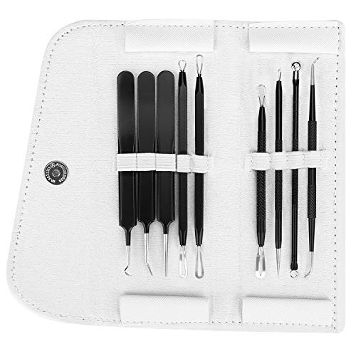 Blackhead Acne Remover Kit, Aooher 9pcs Stainless Steel Blemish and Comedones Extractor Tool Set for Treating Blackhead Whitehead Acne Pimples