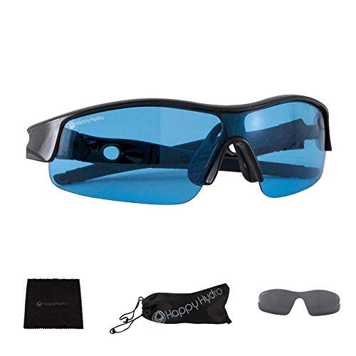 Happy Hydro - HPS Grow Room Glasses - Blue Lens for Protection from HPS Lighting - UV Blocking Wrap Around Design