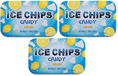 ICE CHIPS Xylitol Candy Tins (Lemon, 3 Pack) - Includes BAND as shown