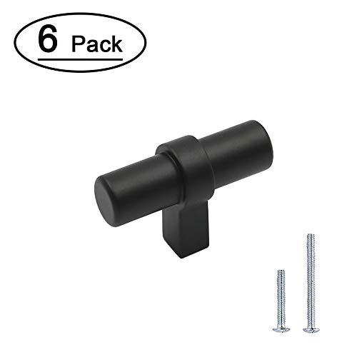6 Pieces Kitchen Cabinet Knobs Black Dresser Knobs for Dresser Drawers 2 - Inch Length - LONTAN Matte Black Dresser Knobs Contemporary Handle Pull