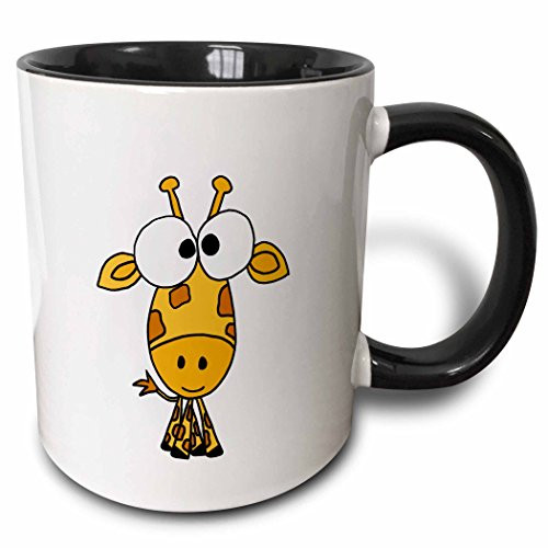 3dRose Funky Giraffe Two Tone Black Mug, 11 oz, Black