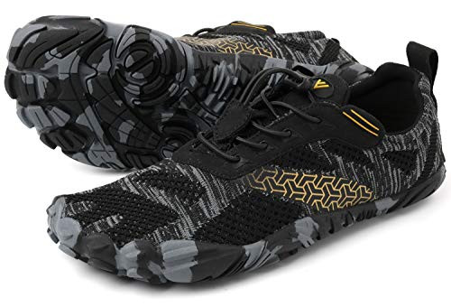 WHITIN Men's Cross-Trainer | Barefoot & Minimalist Shoe | Zero Drop | Wide Toe Box | Five Fingers | Gym Fitness Workout Trail Running | Male Black | Size 9.5