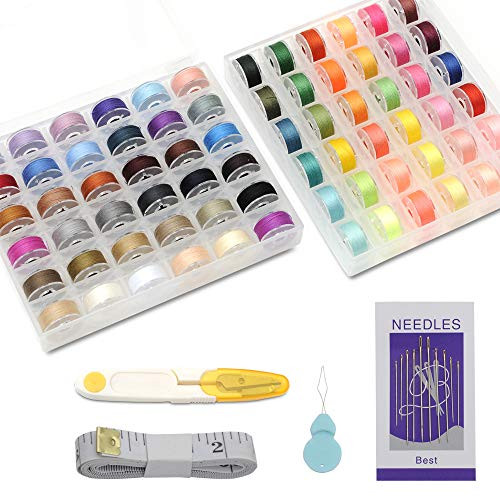 POPKU 72PCS Bobbins with Sewing Thread for Brother Singer Babylock Janome Kenmore (72pcs Bobbins) POPKU 72PCS Bobbins with Sewing Thread for Brother Singer Babylock Janome Kenmore (72pcs Bobbins)