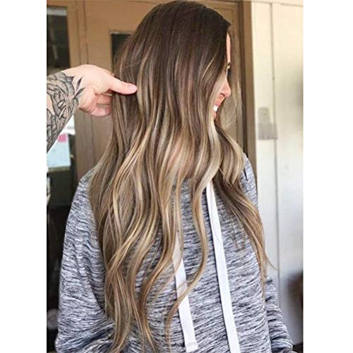 YoungSee 20inch Tape in Balayage Hair Extensions Glue in Silk Straight Real Hair Ombre Dark Brown to Medium Brown with Ash Brown Tape Extensions Remy Human Hair 20pcs 50g