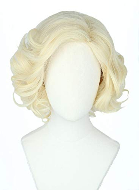 Topcosplay Women Hair Wigs Blonde Wig Short Curly Halloween Costume Cosplay Wig Deep Wave