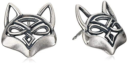 925 Sterling Silver Oxidized Celtic Knot Fox Stud Earrings