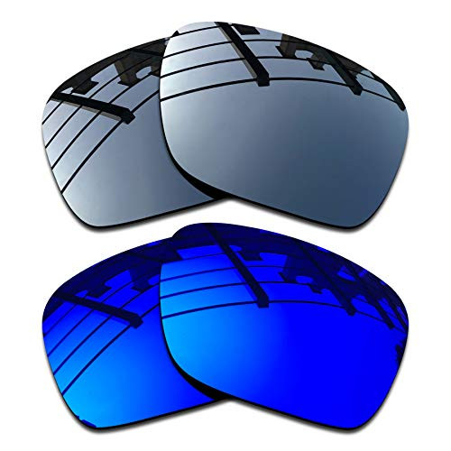 SEEABLE Premium Polarized Mirror Replacement Lenses for Oakley TwoFace OO9189 Sunglasses - Black Chrome Mirror+Dark Blue Mirror