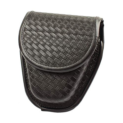 Yunshao Basketweave Handcuff Case, Molded Hidden Snap Cuff Case, Handcuff Holder Basket Weave