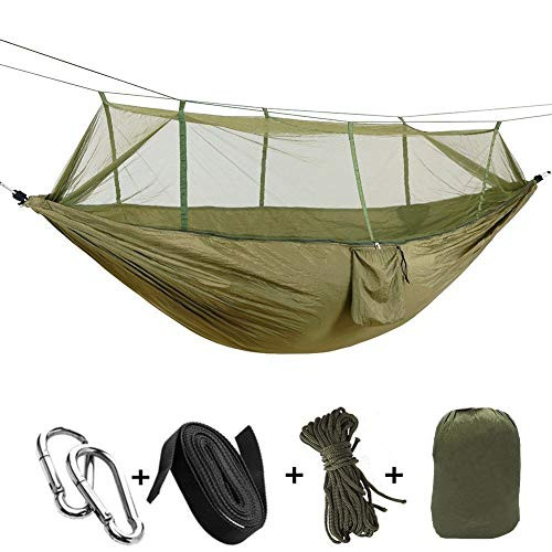 KEPEAK Camping Hammock with Mosquito Net, Single & Double Hammock Bug Net, Lightweight Nylon Portable Hammock for Backpacking, Camping, Travel, Beach, Yard