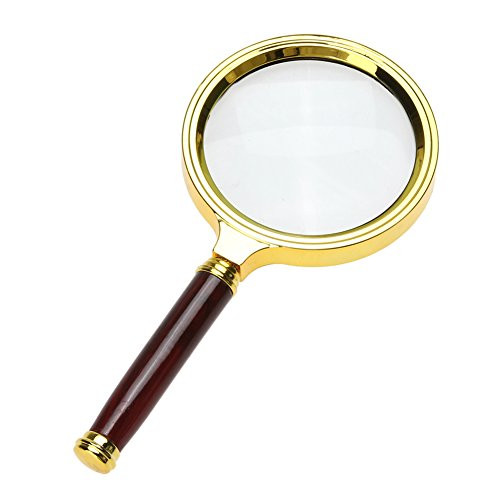 10X Handheld Magnifier Antique Mahogany Handle Magnifier Reading Magnifying Glass for Reading Book, Inspection, Coins, Insects, Rocks, Map, Crossword Puzzle(70mm)