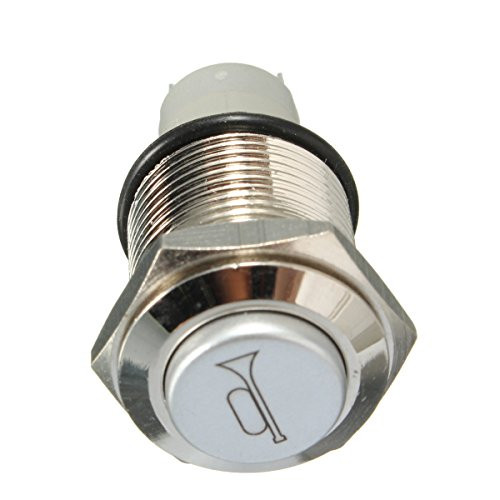 Ninth-City 16mm Momentary Metal Blue LED Lighted Power Push Button Waterproof Speaker Horn Switch 12V