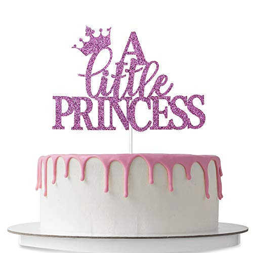 Helewilk A Little Princess Cake Topper, Baby Girl First Birthday Cake Decorations, First Communion, Baby Shower, Gender Reveal Party Decoration Supplies, Single Side Pinkish Purple