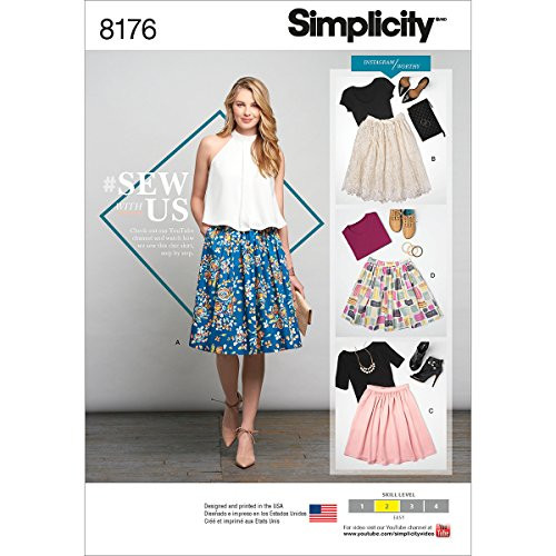 Simplicity Pattern 8176 Misses' Dirndl Skirts in Three Lengths Size D5 (4-6-8-10-12)