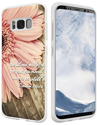 S8 Plus Case Christian Sayings,Hungo Soft TPU Silicone Protective Cover Compatible with Samsung Galaxy S8 Plus Bible Verses The Lord Will Fight for You Only Need to Be Still