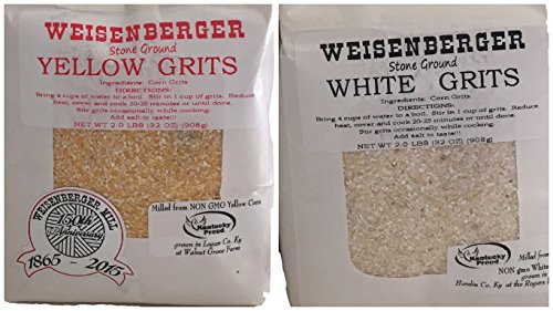 Weisenberger Mills Southern 1 - 2lb Yellow Grits and 1 - 2lb White Grits Non Gmo - A Ky Proud Product 2lb ea Pkg 2 Packs Weisenberger Mills Southern 1 - 2lb Yellow Grits and 1 - 2lb White Grits Non Gmo - A Ky Proud Product 2lb ea Pkg 2 Packs
