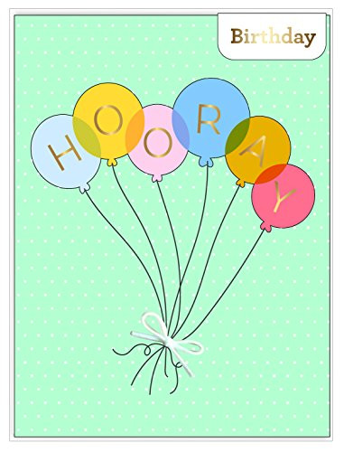 American Crafts 5 x 7 Inch Foil Hooray Balloons Vellum Greeting Cards