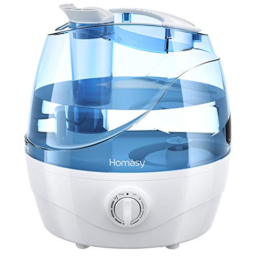 Homasy Ultrasonic Cool Mist Humidifier, Bedroom Humidifier for Babies, Mom and Office, Air Humidifier for 24 Hours Quiet Working, Auto Shut-Off with Dial Knob Mist Control, Blue Homasy Ultrasonic Cool Mist Humidifier, Bedroom Humidifier for Babies, Mom and Office, Air Humidifier for 24 Hours Quiet Working, Auto Shut-Off with Dial Knob Mist Control, Blue