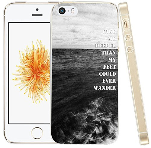 5C Case Christian Quotes,Hungo Thin Compatible Soft TPU Silicone Protective Cover Shell Replacement for iPhone 5C Bible Verses Take Me Deeper Than My Feet Could Ever Wander