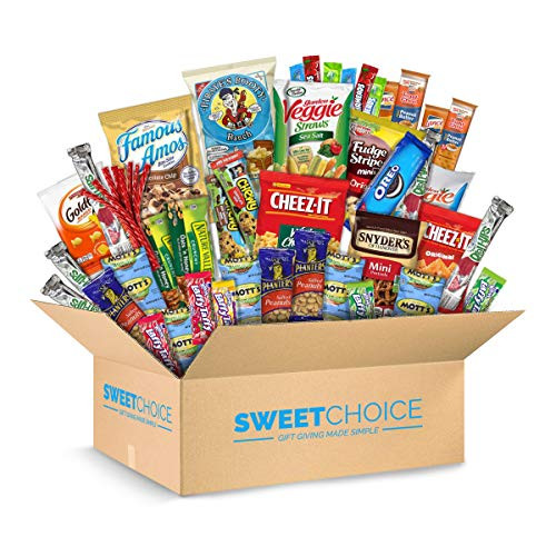 Sweet Choice (50 Count) Ultimate Sampler Mixed Bars, Cookies, Chips, Candy Snacks Box for Office, Meetings, Schools,Friends & Family, Military,College, Halloween , Snack Variety Pack